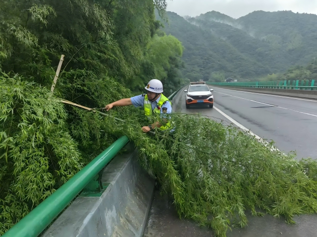 05 臺(tái)風(fēng)格美登陸在即，7月26日 六安西中心管控部巡路員柴夢(mèng)麒清理侵占路面的毛竹(1).png